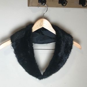 Vintage Faux Fur Collar Womens Scoop Neck, 1 Size, Black, Art Deco Style